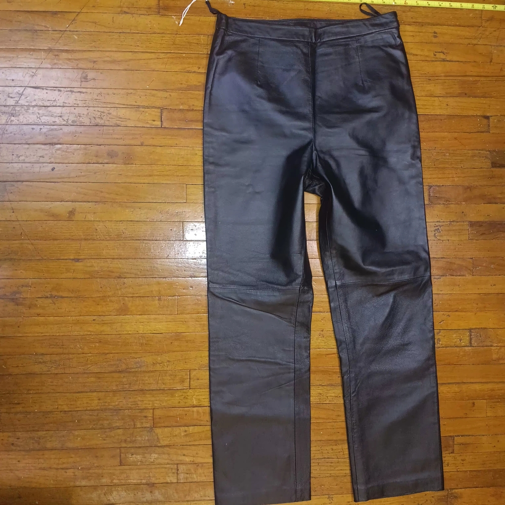 Clio Vintage Leather Sleek Black Pants